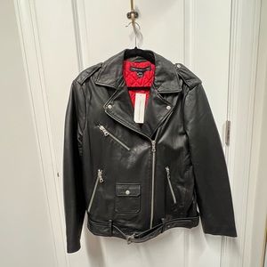 NWT French Connection Leather Motorcycle Jacket US Size 8